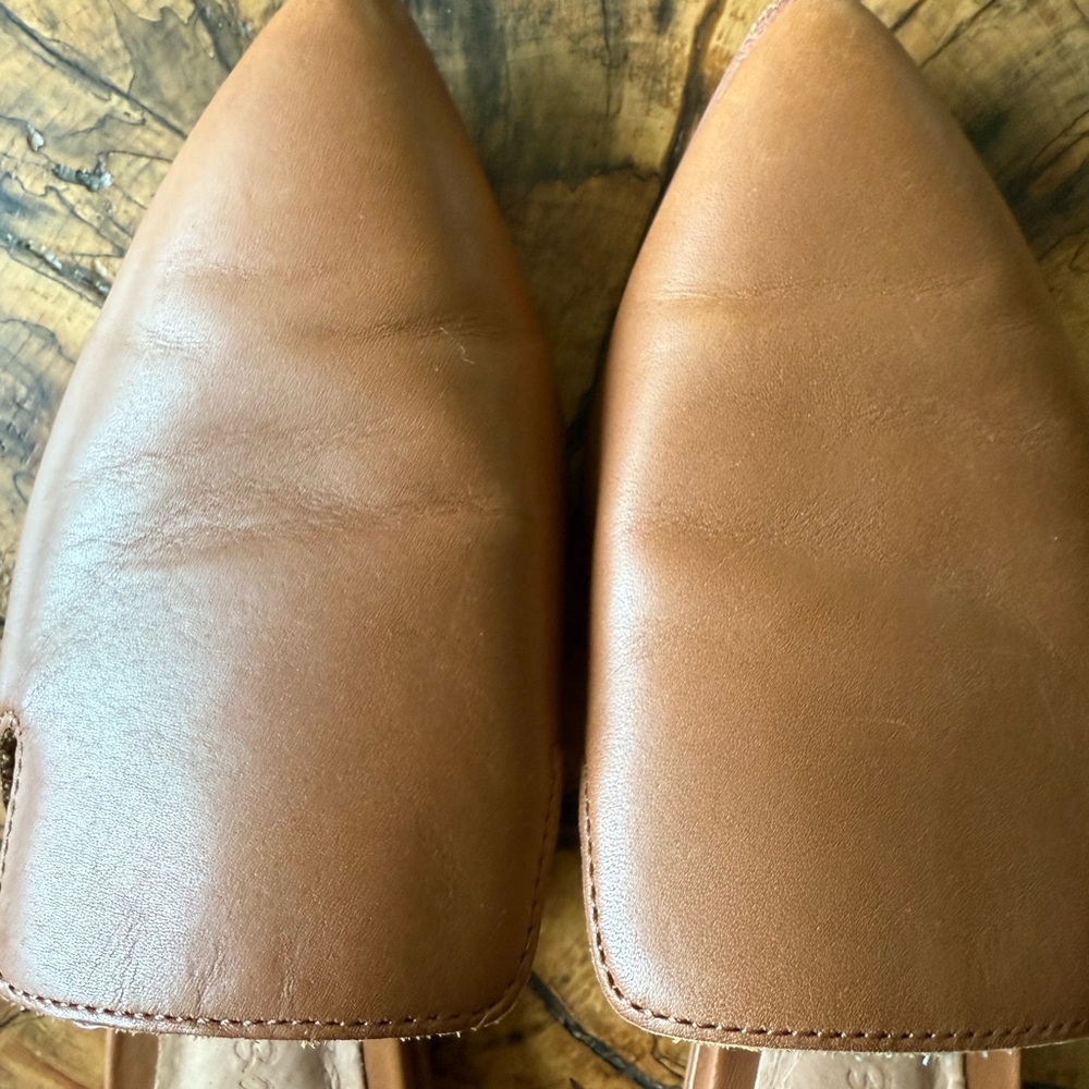 Madewell Cognac Leather Mules Slides - Picture 4 of 6